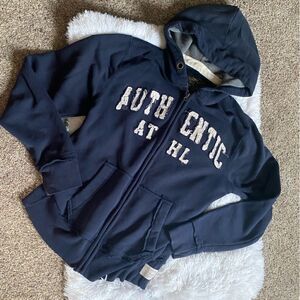 Kingdom Blue Zip Front Hooded Sweat Jacket Size Medium